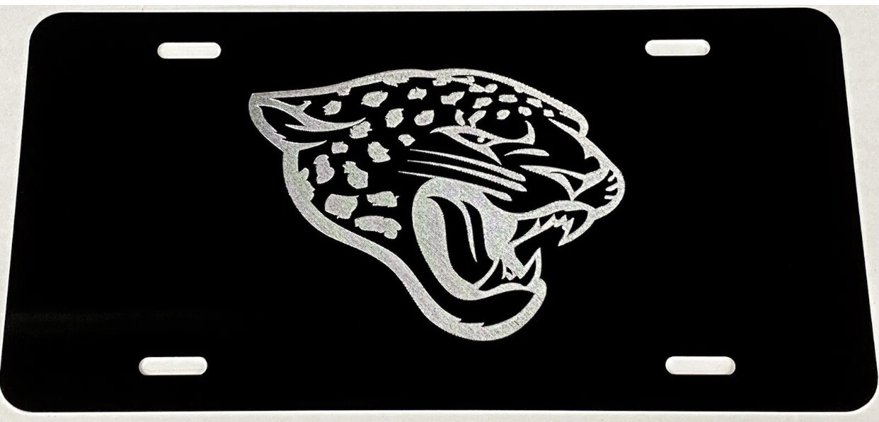 True Engraved Jacksonville Jaguars Car Tag Diamond Etched Front License