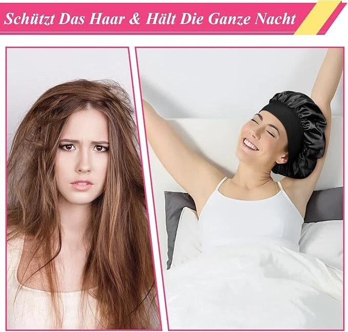 Women Satin Bonnet Night Sleep Cap Hair Hat Silk Head Cover Wide Elastic Band - Image 2 of 4