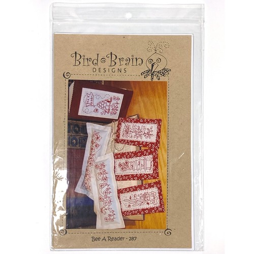 Bird Brain Designs Redwork Stitchery Patterns - Bee a Reader Book Marks Cover