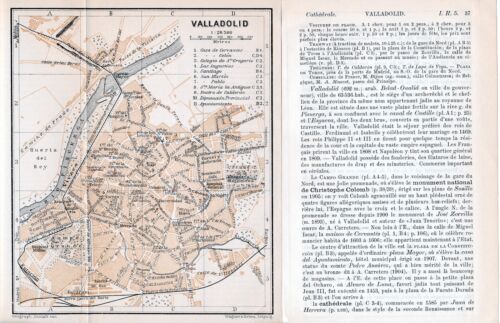 Valladolid 1908 peq. mapa ciudad orig. + guía fr. (3 p.) Catedral Tudela Leones - Bild 1 von 1