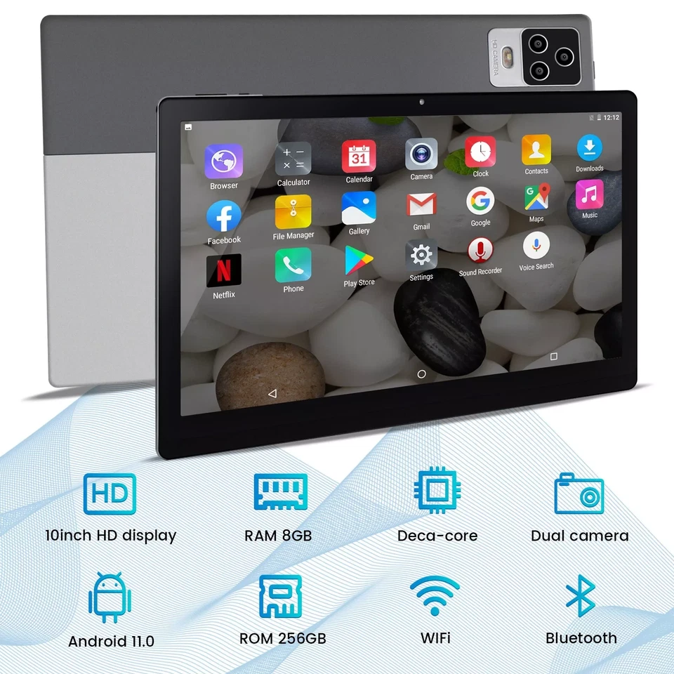 10 inch Tablet Ultra Big Android 256GB Storage 8GB RAM IPS Bundle Keyboard Case - Image 4 of 4