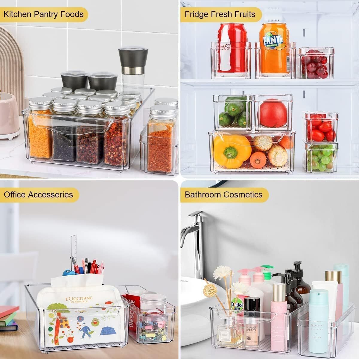 4X Kühlschrank Organizer Set Aufbewahrungsbox Vorratsbehälter Frischhaltedose