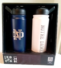 New! Notre Dame 24oz Water Bottle Hydration Football Gift Set (2) By Logo Brands