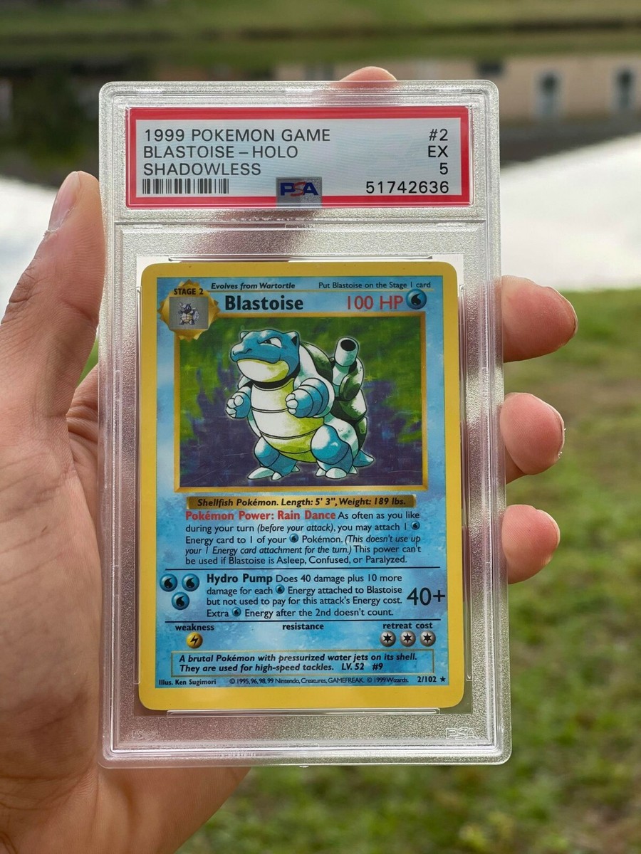 PSA 5 1999 Pokemon Blastoise 2/102 SHADOWLESS Base Set MINT