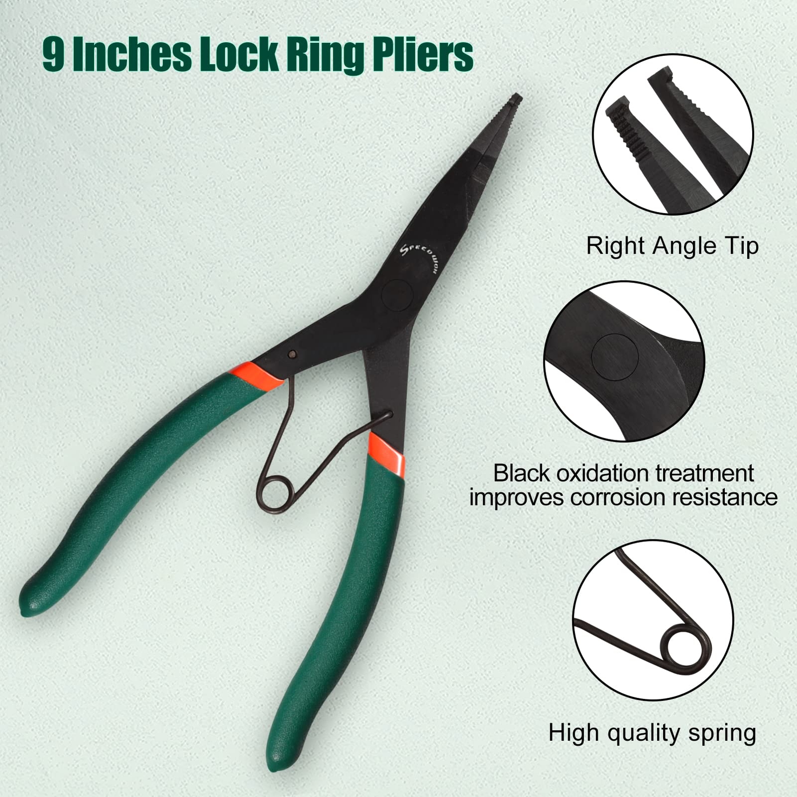 9 inch Angle Tip Lock Ring Pliers for Transmission, Special Circlip Plier