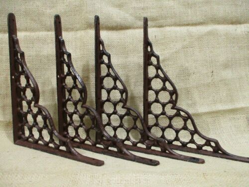 4 Cast Iron Large Antique Style Brackets Garden Braces Shelf Bracket Corbels  - Afbeelding 1 van 8