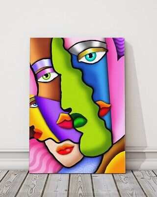 art deco abstract faces painting art female canvas picture print  eBay