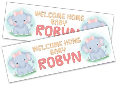 x2 Personalisierte Banner Feier Heimkehr Junge Mädchen Baby Willkommen Neugeborene 87