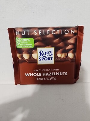 100% ORIGINAL Ritter Sport Milk Chocolate With Whole Hazelnuts Bar, 3.5 Ounce