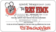 RAT FINK FAN CLUB MEMBERSHIP CARD - ROUNDED CORNERS