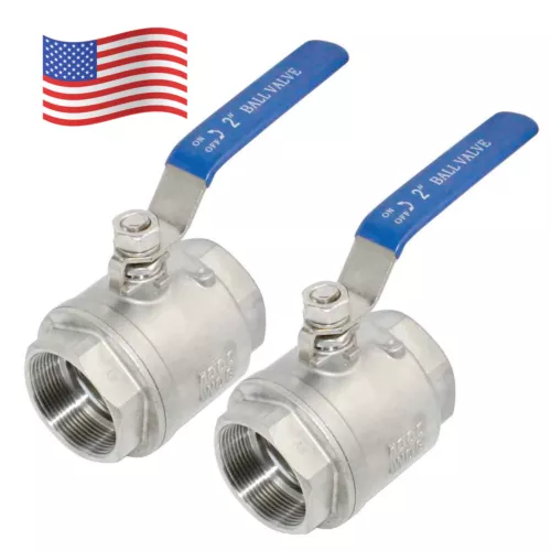 2 inch 2" Ball Valve,316 Stainless Steel Full Port,2-Piece, 1000WOG 2Pack