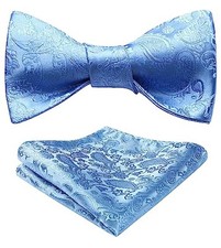 Men's Bow Ties Self Tie Woven Satin Pocket Squares Set Formal Royal Blue-4