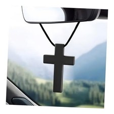 Cross Hanging Ornaments for Car Rear View Mirror, Premium Alloy Black
