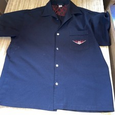Vintage Anchor Blue Bowling Shirt XL Made In USA