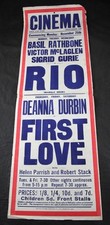 c1940'S CINEMA COLOUR FILM POSTER, RATHBONE RIO, DEANNA DURBIN FIRST LOVE