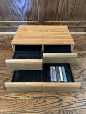 Vintage Wood/Plastic Freestanding Cassette Storage, 4-Drawer, 80 Slots