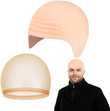 2 Pcs Bald Caps, Halloween Latex Bald Cap with Head Wig Cap for Adult Men Women