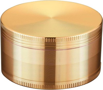 Jumbo Size Gold 3 inch 4-Piece 2-in-1 Metal Herb/Spice Grinder 90 Sharp Teeth