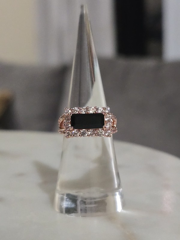 Bomb Party Ring Size 6 RG62741 "Trendsetter Shine" Black Onyx  CZ on Rose Gold