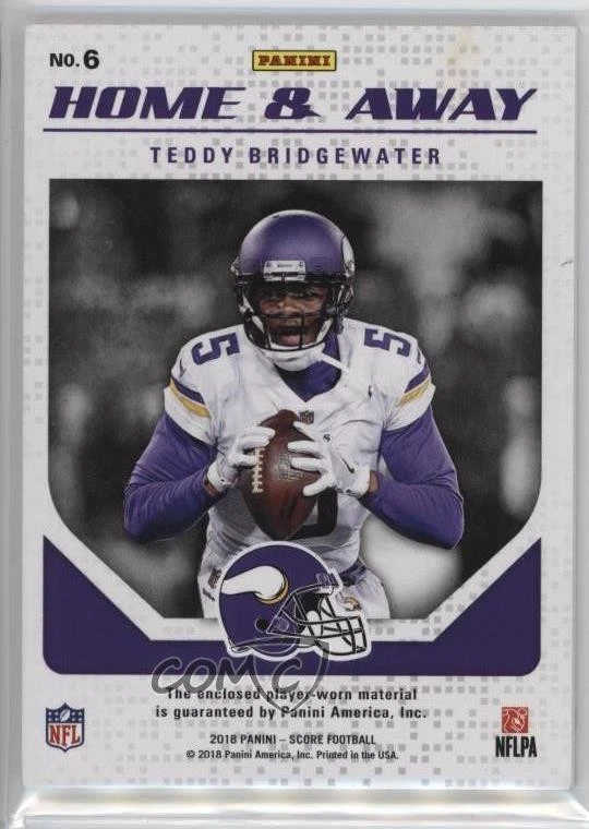 2018 Score Home and Away Prime /25 Teddy Bridgewater #6 - Image 2 of 2