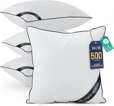 Throw Pillow Inserts Pack of 4, White , 18 X 18 Inches Decorative Indoor Pillow