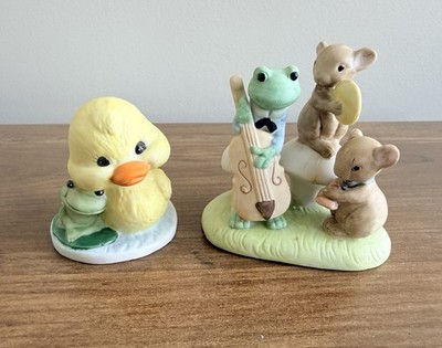 2 Vtg Frog Mice Chic Porcelain Collectible Hallmark And Tiny Talk Collection