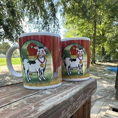 Franklin Mint Farm Life Animals Ceramic Coffee Mug Set 2, 11 fl oz Decor