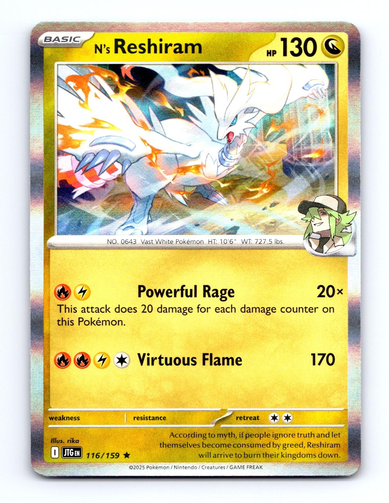 N's Reshiram 116/159 Rare Journey Together Pokemon Holo Near Mint