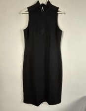 Lauren Ralph Lauren Womens Black Sleeveless 1/4 Zip Mock Neck Shift Dress Medium