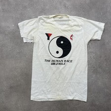 Yin Yang T-Shirt Womens Medium Vintage Human Race 10K Tee, Off White