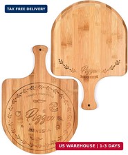 12 Inch Premium Bamboo Pizza Peel with Handle,Wooden Pizza Paddle,Cutting Board 