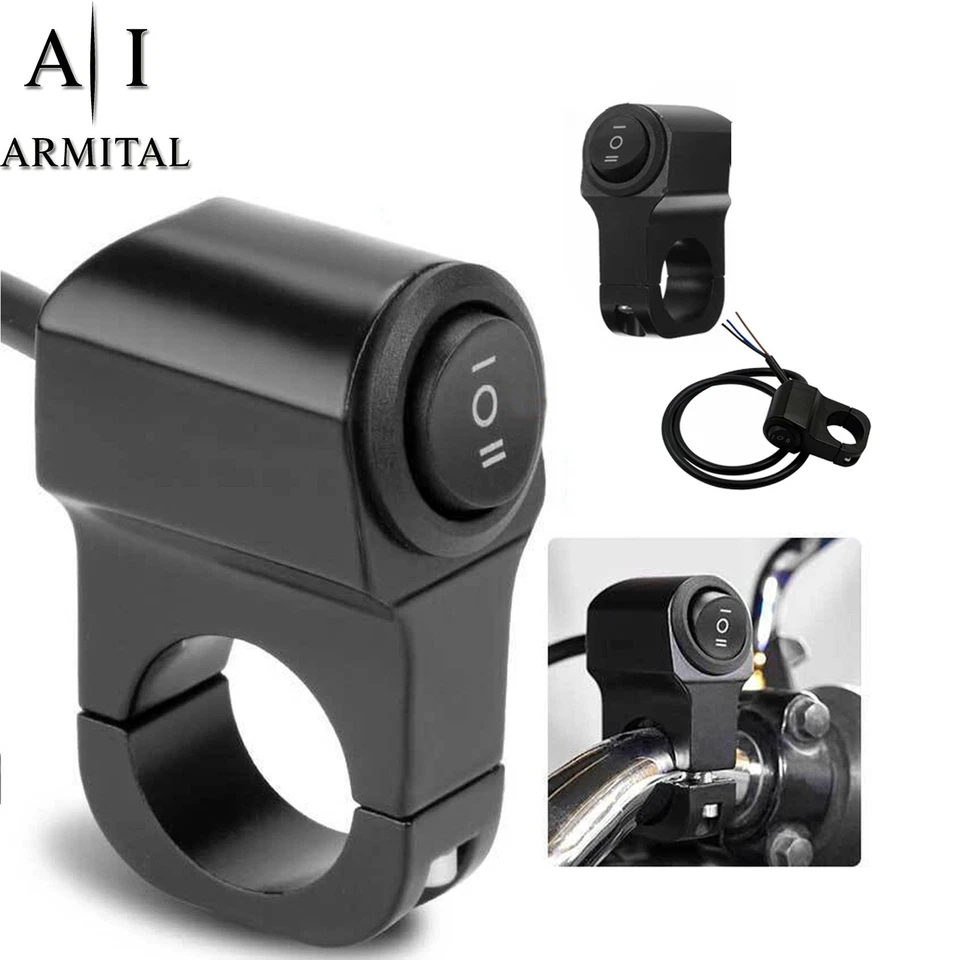 Interruttore Manubrio Moto Universale On Off 12V 10A Per Luci Led ATV Bici CE - Immagine 2 di 4