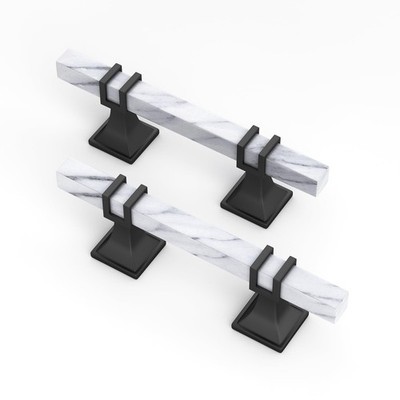 homdiy 10 Pack 3 Inch Marble Cabinet Pulls, White Marble Grain Kitchen Cabine...