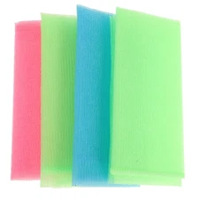 4 Pcs Exfoliating Shower Bath Towels Long Nylon Washcloth for Body