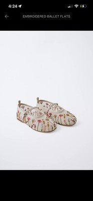NEW Zara Flats Girls Sz 9 Ballet Shoes Mesh Embroidered Flower Round Toe Floral