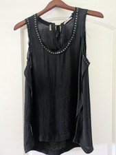 Rebecca Taylor silk studded tank top, black, sz 6