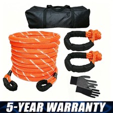 Kinetic Recovery Rope Tow Rope Heavy Duty Snatch Rope W 2 Uhmwpe Soft Shackles