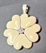 Lia Sophia "Lucky in Love" Heart Design Pendant Cream Enamel with Rhinestones