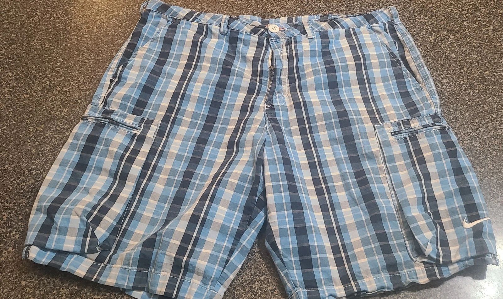 Nike Athletic Dept Cargo Shorts/ Blue Plaid/ Men's Size 36
