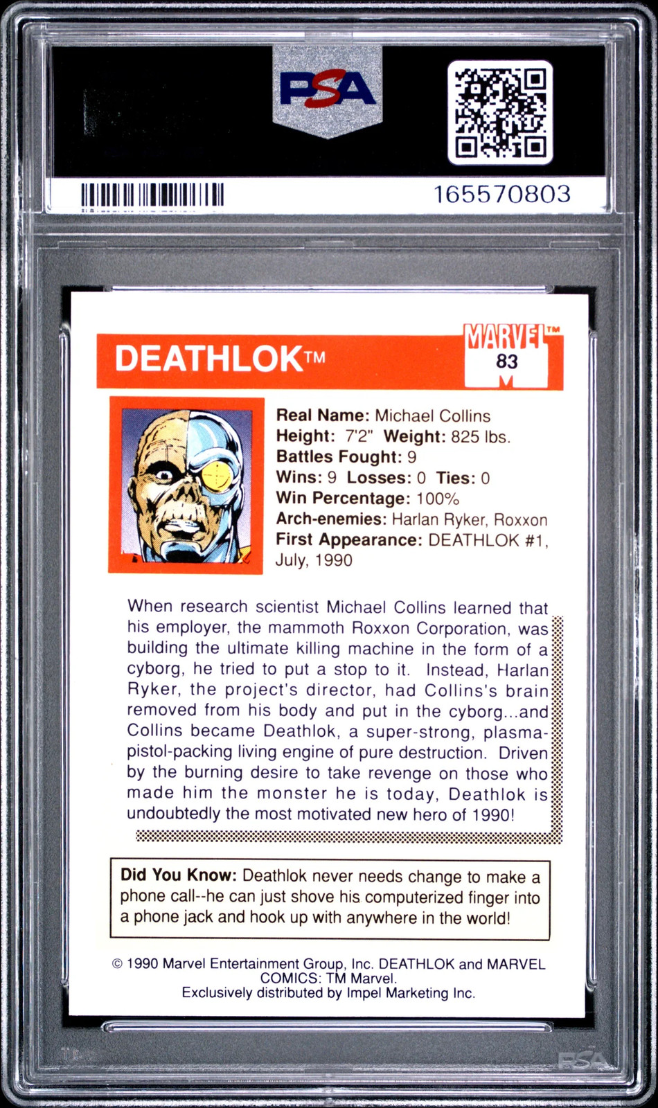 1990 Marvel Universe Deathlok #83 PSA 9 view 2