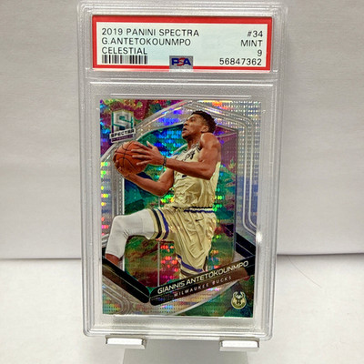 2019 Spectra Giannis Antetokounmpo #34 CELESTIAL Prizm /99 - PSA 9 LOW POP