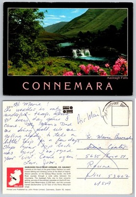 Vintage John Hinde Aasleagh Falls Connemara Ireland Postcard Posted 1970s