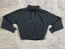 Avia Sweatshirt Women Medium Black 1/4 Zip Pullover Cropped Long Sleeve Athletic