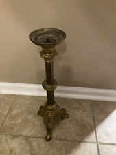 Antique Heavy Metal & Brass Candlestick Holde...
