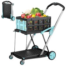 Carrito de compras plegable, 200 libras de capacidad Carros de supermercado con ruedas con plegable