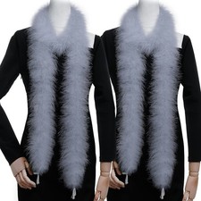Silver Grey Feather Boa 2 PCS 25g 2 Yards for DIY Craft Party Decoration