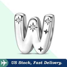 KUNSIR 925 Sterling Silver Letter W Charm For Bracelet Or Necklace Pendant Charm