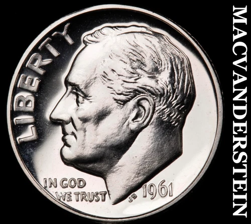 1961 Silver Roosevelt Dime - Choice Gem Proof  Lustrous  No Reserve  #i1568