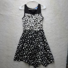 Simply Vera Vera Wang Dress Womens XS Black Fit Flare Cheetah Animal Print Mini