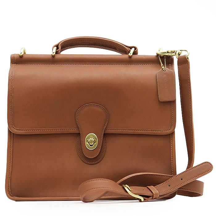 COACH Vintage 1980’s Shoulder Bag Hand Bag 2-Way Leather Turnlock Women Brown